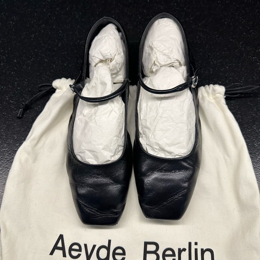 Aeyde Uma Black Leather Mary Jane Size 38